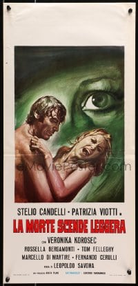 9z246 DEATH FALLS LIGHTLY Italian locandina 1972 wild Casaro artwork with naked woman in peril!