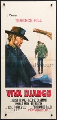 9z252 DJANGO PREPARE A COFFIN Italian locandina R1980s Gasparri art of Hill as Django & hanged man!