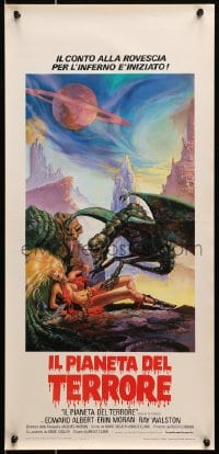 9z278 GALAXY OF TERROR Italian locandina 1982 great Charo fantasy art of monsters attacking girl!