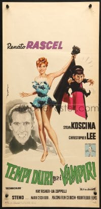 9z287 HARD TIMES FOR VAMPIRES Italian locandina 1959 Koscina and Lee, wacky art by De Seta!