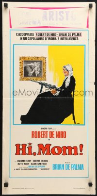 9z289 HI MOM! Italian locandina 1978 early Robert De Niro, De Palma, Morini art of old lady w/ gun!