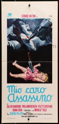 9z321 MY DEAR KILLER Italian locandina 1972 Mio Caro Assassino, cool horror artwork by Casaro!