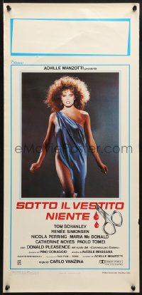9z325 NOTHING UNDERNEATH Italian locandina 1985 sexy woman & scissors in bleeding title!