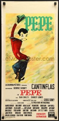 9z331 PEPE Italian locandina 1961 cool art of Cantinflas, plus photos of 35 all-star cast members!