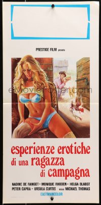 9z338 RANCH OF THE NYMPHOMANIAC GIRLS Italian locandina 1976 Sciotti artwork of nearly naked girl!