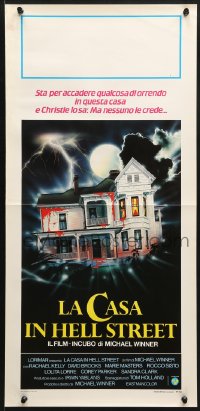 9z344 SCREAM FOR HELP Italian locandina 1985 different Spataro art of blood oozing from haunted house!