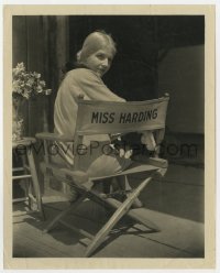 1a069 ANN HARDING 8x10 still 1930s she's sitting in her personalized chair on a movie set!