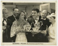1a255 DR. SOCRATES 8x9.75 still 1935 Paul Muni & Ann Dvorak smiling & holding platter!