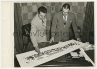 1a262 DUMBO candid 8x11 key book still 1941 two Disney execs look at fold-out pressbook cover image!