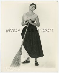 1a353 GLASS SLIPPER 8x10 still 1955 poor beautiful Leslie Caron in plain clothes with broom!