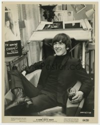 1a385 HARD DAY'S NIGHT 8x10 still 1964 great c/u of George Harrison relaxing with a drink, Beatles!