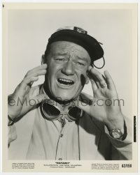 1a389 HATARI 8x10.25 still 1962 great close up of John Wayne shouting, directed by Howard Hawks!