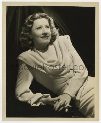 1a439 IRENE DUNNE 8.25x10 still 1940s leaning back & looking elegant in white dress & pearls!