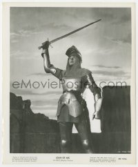 1a463 JOAN OF ARC 8.25x10 still 1948 c/u of Ingrid Bergman in full armor with sword raised!