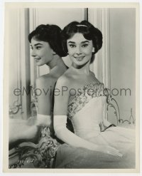1a547 LOVE IN THE AFTERNOON 8x10 still 1957 Audrey Hepburn in beautiful gown against mirror!