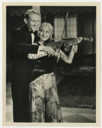 1a658 PAJAMA PARTY 8x10.25 still 1931 Donald Novis helps smiling Thelma Todd play the violin!