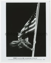 1a847 SUPERMAN II 8x10 still 1981 Christopher Reeve flying in costume with American flag!