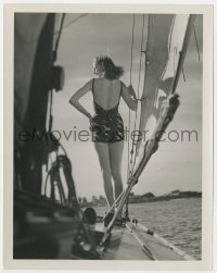 1a936 VIRGINIA GREY 8x10.25 still 1938 in swimsuit enjoying mid-winter sailboat ride by Carpenter!