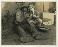 1a964 WHY WORRY 7.5x9.5 still 1923 Harold Lloyd gives giant John Aasen medicine for his toothache!