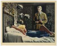 1a035 PEEPING TOM color English 8x10 still 1960 Karlheinz Bohm standing over sexy blonde in bed!