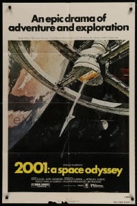 1b035 2001: A SPACE ODYSSEY 1sh R1980 Stanley Kubrick, art of space wheel by Bob McCall!