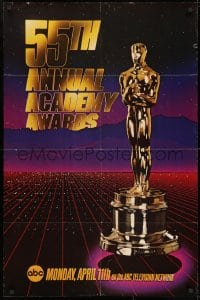 1b039 55TH ANNUAL ACADEMY AWARDS 1sh 1983 cool image of the golden Oscar statuette over city!