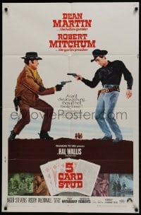 1b037 5 CARD STUD 1sh 1968 Dean Martin & Robert Mitchum play poker & point guns at each other!