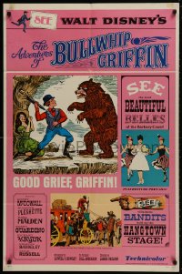 1b051 ADVENTURES OF BULLWHIP GRIFFIN style B 1sh 1966 Disney, man fights bear with umbrella!