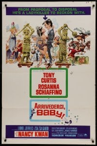 1b084 ARRIVEDERCI, BABY 1sh 1966 Tony Curtis is a ladykiller, great wacky Jack Davis art!