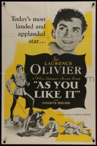 1b086 AS YOU LIKE IT 1sh R1949 Sir Laurence Olivier in William Shakespeare's romantic comedy!