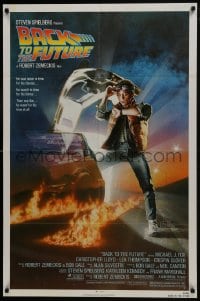1b093 BACK TO THE FUTURE NSS style 1sh 1985 art of Michael J. Fox & Delorean by Drew Struzan!