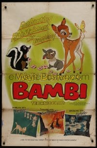 1b097 BAMBI style B 1sh R1966 Walt Disney cartoon classic, great art with Thumper & Flower!