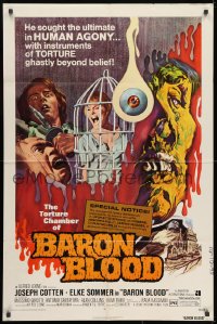 1b099 BARON BLOOD 1sh 1972 Mario Bava, Joseph Cotton, Elke Sommer, Gli Orrori del castello di Norimberga