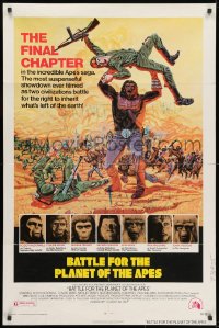 1b104 BATTLE FOR THE PLANET OF THE APES 1sh 1973 great sci-fi artwork of war between apes & humans!