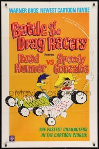 1b106 BATTLE OF THE DRAG RACERS 1sh 1966 great art of Speedy Gonzales vs Road Runner in cars!