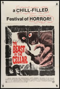 1b108 BEAST IN THE CELLAR 1sh 1971 wacky monster art, a chill-filled festival of horror!