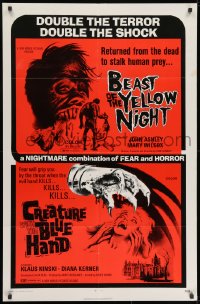 1b111 BEAST OF THE YELLOW NIGHT/CREATURE WITH BLUE HAND 1sh 1971 wild horror double-bill!