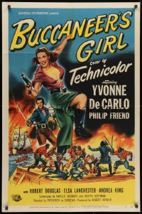 1b166 BUCCANEER'S GIRL 1sh 1950 Philip Friend, art of sexy pirate Yvonne DeCarlo!