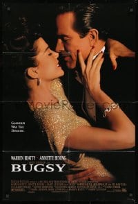 1b170 BUGSY DS 1sh 1991 close-up of Warren Beatty embracing Annette Bening!