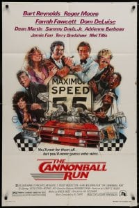 1b180 CANNONBALL RUN 1sh 1981 Burt Reynolds, Farrah Fawcett, Drew Struzan car racing art!