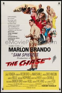 1b198 CHASE 1sh 1966 Marlon Brando, Jane Fonda, Robert Redford, directed by Arthur Penn!