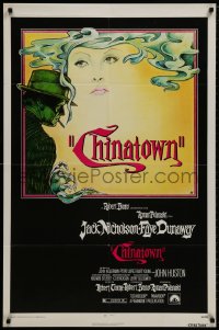 1b202 CHINATOWN 1sh 1974 art of Jack Nicholson & Faye Dunaway by Jim Pearsall, Polanski