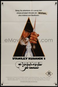 1b207 CLOCKWORK ORANGE 1sh 1972 Stanley Kubrick classic, Castle art of Malcolm McDowell!