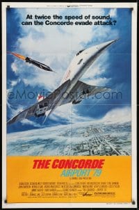 1b219 CONCORDE: AIRPORT '79 style B 1sh 1979 cool art of the fastest airplane attacked by missile!