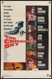 1b226 CROWDED SKY 1sh 1960 Dana Andrews, Rhonda Fleming, airplane disaster thriller!