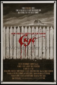 1b230 CUJO 1sh 1983 Stephen King, horrifying artwork of bloody fence & house by Robert Tanenbaum!
