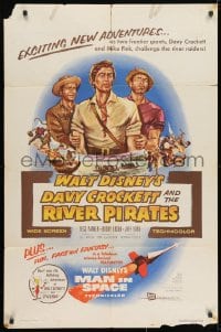 1b242 DAVY CROCKETT & THE RIVER PIRATES 1sh 1956 Walt Disney, Fess Parker & Buddy Ebsen!