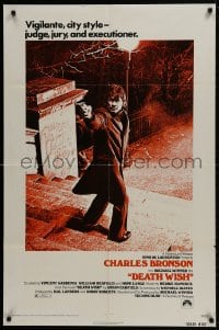 1b253 DEATH WISH 1sh 1974 vigilante Charles Bronson is the judge, jury & executioner!