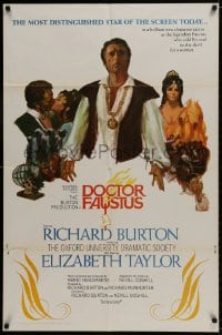 1b271 DOCTOR FAUSTUS 1sh 1968 art of pretty Elizabeth Taylor & director and star Richard Burton!