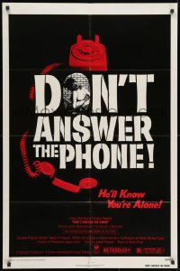 1b275 DON'T ANSWER THE PHONE 1sh 1980 Nicholas Worth will know you're alone, sexy horror!